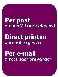 Cadeaubon direct printen, per e-mail of per post binnen 24 uur geleverd